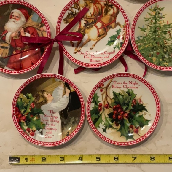 Vintage Christmas Plates Ornaments Paula Scaletta Santa Lot Of 7 Xmas Ornament - Picture 13 of 14